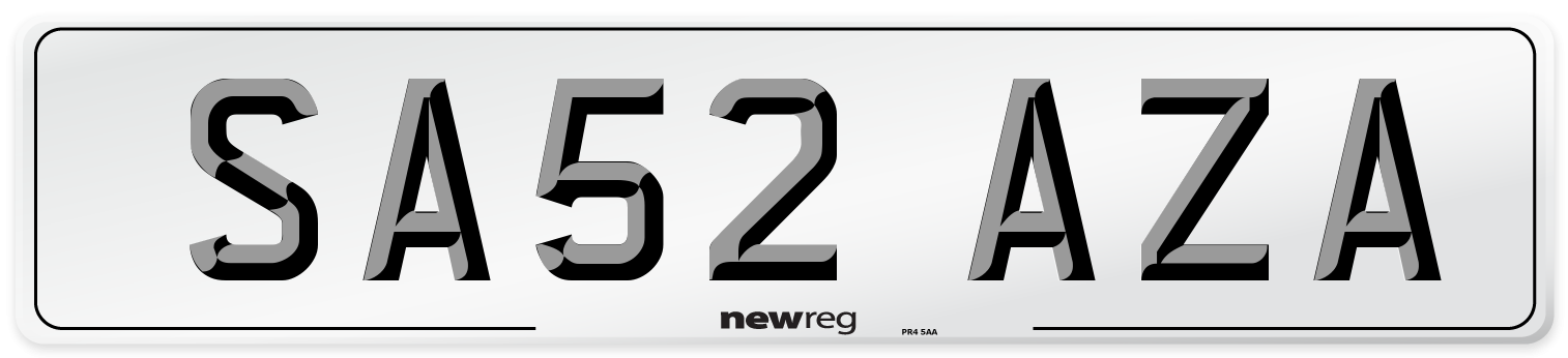 SA52 AZA Number Plate from New Reg